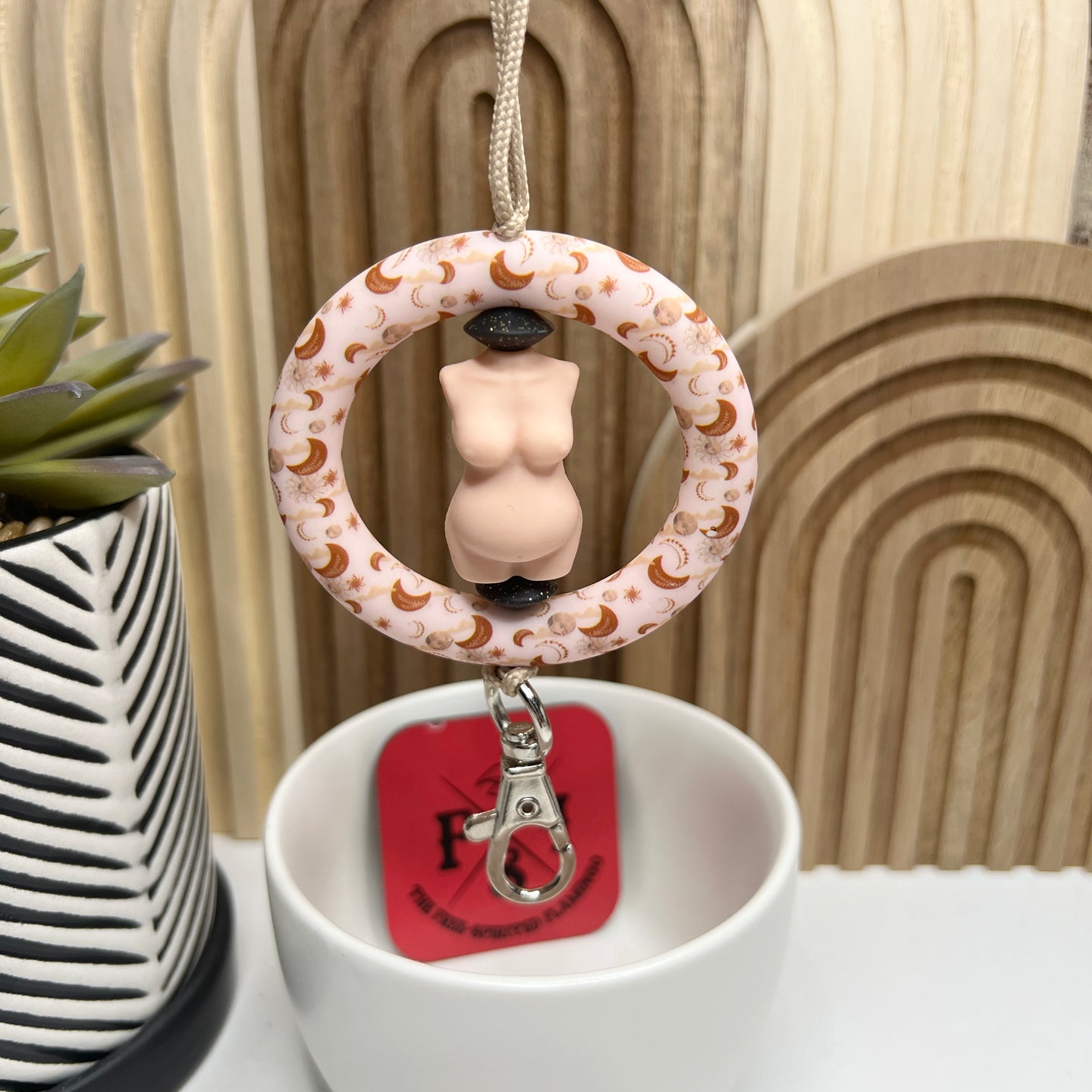 Pregnant Light Skinned Moons Car Charm